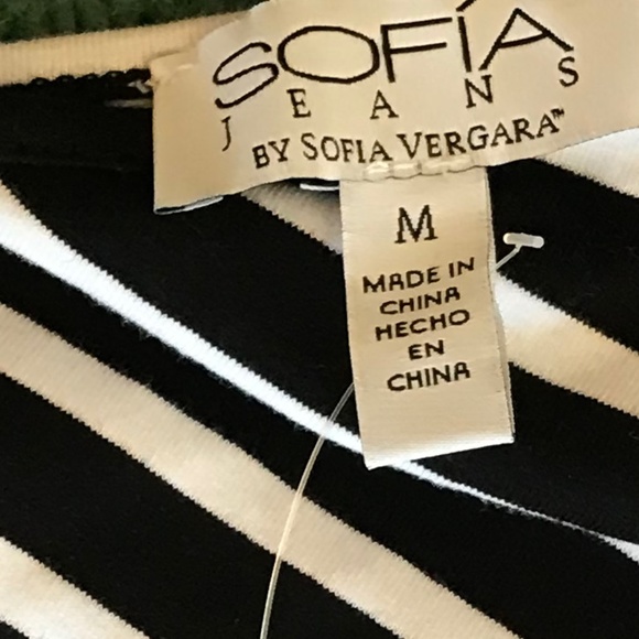 Sofia Vergara One Shoulder Striped Top with tie waist NWT M - Picture 6 of 6